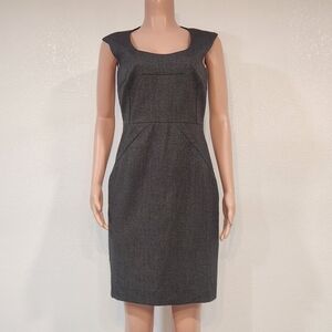 Tahari ASL Black & Gray Sleeveless Sheath Dress Size 4